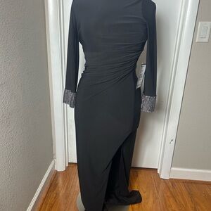 Macy's Black Long Sleeve Dress with Embellished Cuffs